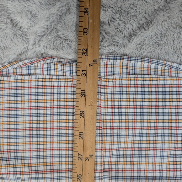 Turtleson Shirt Mens M Blue Yellow Checkered Button Up Polyester Office Preppy - Picture 6 of 7